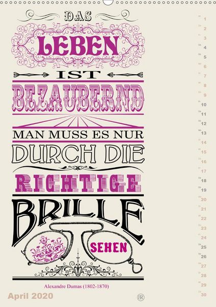 Produktbild: Die sch&ouml;nsten Lebensweisheiten Typo - Kalender (Premium, hochwertiger DIN A2 Wandkalender 2020, Kunstdruck in Hochglanz)