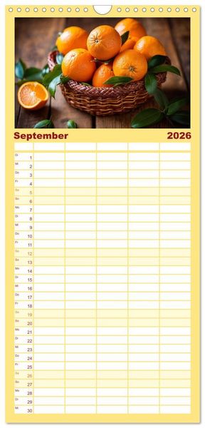 Produktbild: Familienplaner 2026 - Gesundes frisches Obst mit 5 Spalten (Wandkalender, 21 x 45 cm) CALVENDO