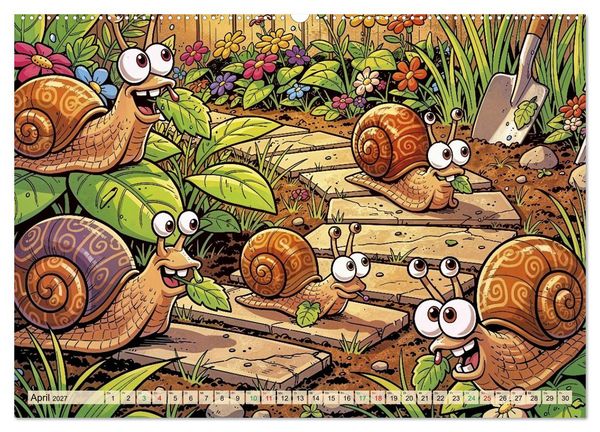 Produktbild: Lustige Weinbergschnecken - Comic (hochwertiger Premium Wandkalender 2027 DIN A2 quer), Kunstdruck in Hochglanz