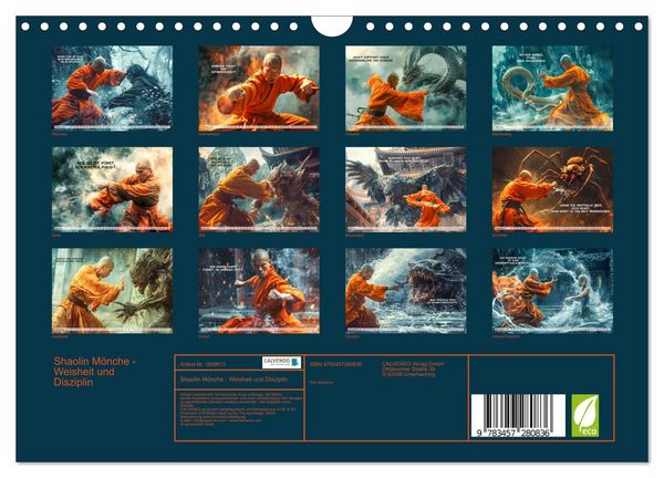 Produktbild: Shaolin M&ouml;nche - Weisheit und Disziplin (Wandkalender 2026 DIN A4 quer), CALVENDO Monatskalender