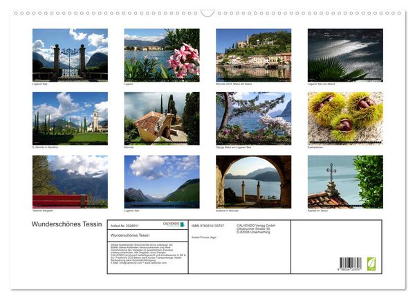 Produktbild: Wundersch&ouml;nes Tessin (Wandkalender 2026 DIN A2 quer), CALVENDO Monatskalender