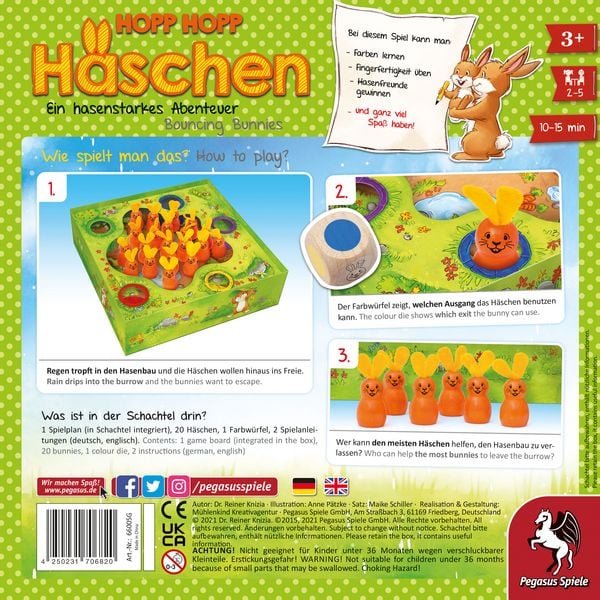 Produktbild: Pegasus - Hopp Hopp H&auml;schen, Kinderspiel, Lernspiel