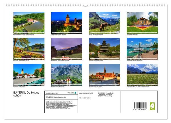Produktbild: BAYERN, Du bist so sch&ouml;n (hochwertiger Premium Wandkalender 2026 DIN A2 quer), Kunstdruck in Hochglanz