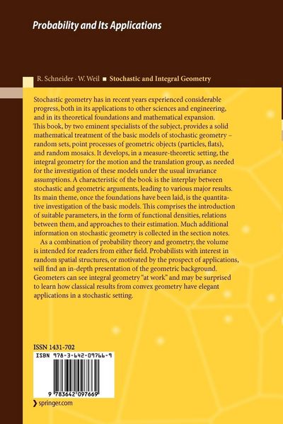 Produktbild: Stochastic and Integral Geometry