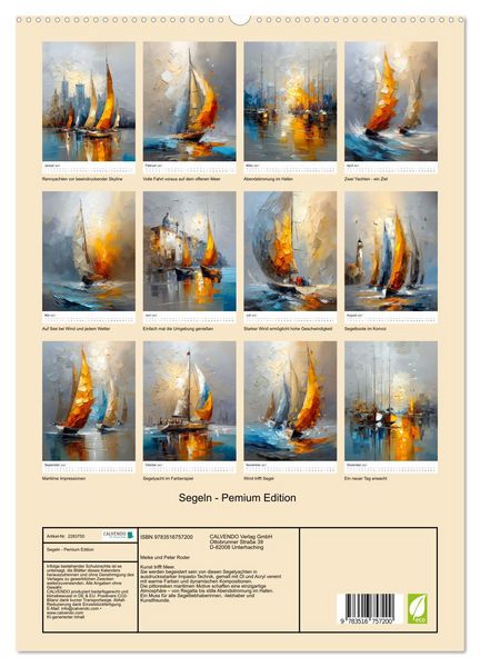Produktbild: Segeln - Pemium Edition (hochwertiger Premium Wandkalender 2027 DIN A2 hoch), Kunstdruck in Hochglanz