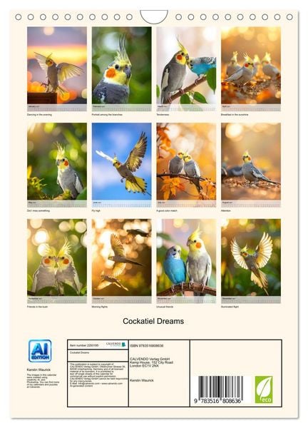 Produktbild: Cockatiel Dreams (Wall Calendar 2027 DIN A4 portrait), CALVENDO 12 Month Wall Calendar