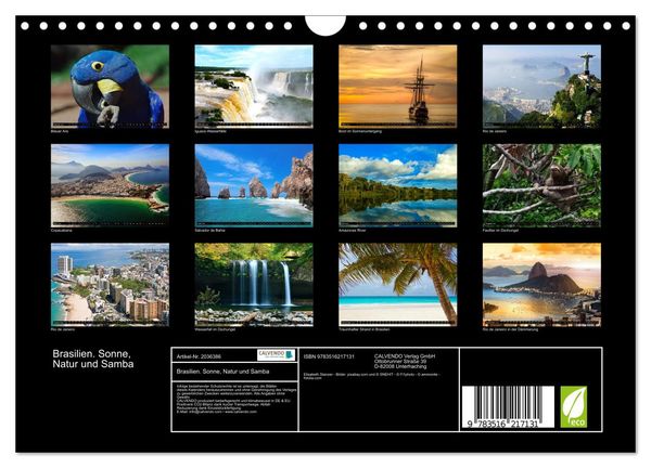 Produktbild: Brasilien. Sonne, Natur und Samba (Wandkalender 2026 DIN A4 quer), CALVENDO Monatskalender