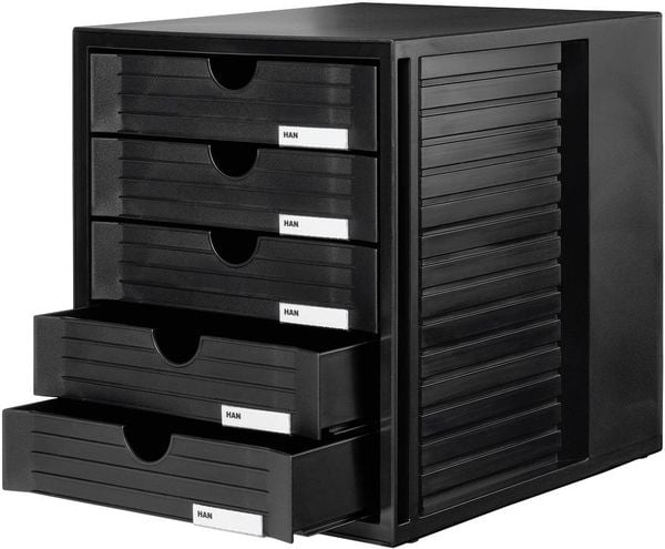 Schubladenbox Systembox 5 schwarz Schübe