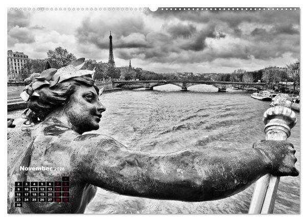 Produktbild: Paris-Impressionen in Schwarz-Wei&szlig; (Wandkalender 2026 DIN A2 quer), CALVENDO Monatskalender