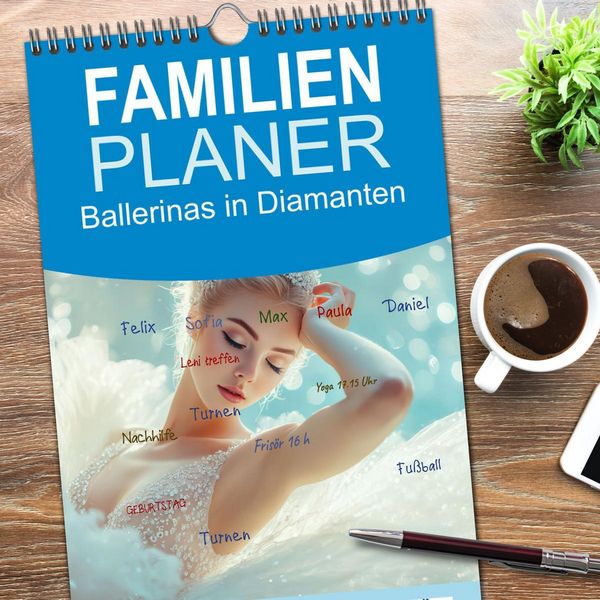 Produktbild: Familienplaner 2026 - Ballerinas in Diamanten mit 5 Spalten (Wandkalender, 21 x 45 cm) CALVENDO