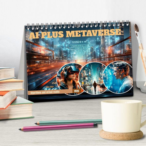 Produktbild: AI PLUS METAVERSE Algorithms and virtual reality (Desk Calendar 2026 DIN A5 landscape), CALVENDO 12 Month DeskCalendar