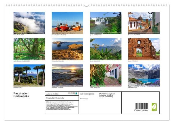 Produktbild: Faszination S&uuml;damerika (hochwertiger Premium Wandkalender 2026 DIN A2 quer), Kunstdruck in Hochglanz