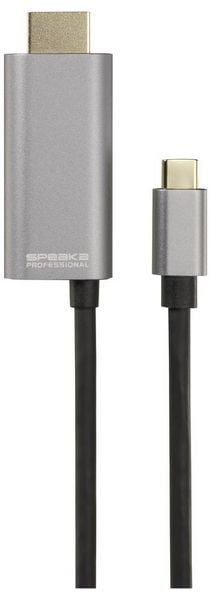 Produktbild: SpeaKa Professional USB-C&reg; / HDMI Adapterkabel USB-C&reg; Stecker, HDMI-A Stecker, USB-C&reg; Buchse 1.00m Schwarz SP-12875852 4K UHD
