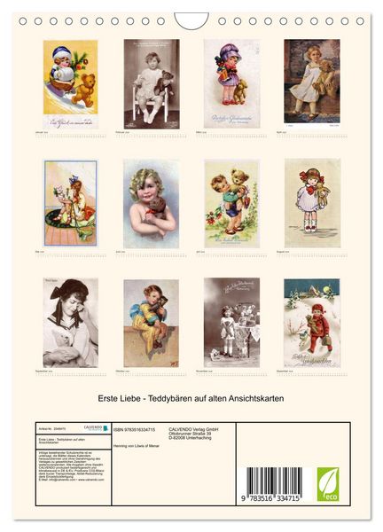 Produktbild: Erste Liebe - Teddyb&auml;ren auf alten Ansichtskarten (Wandkalender 2026 DIN A4 hoch), CALVENDO Monatskalender