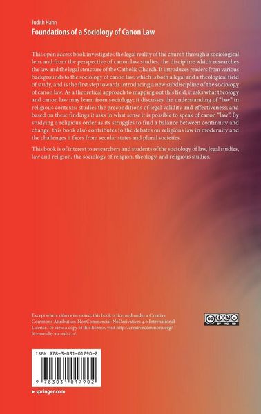 Produktbild: Foundations of a Sociology of Canon Law