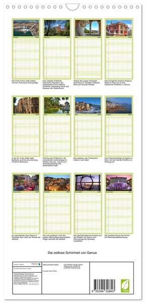Produktbild: Familienplaner 2027 - Die zeitlose Sch&ouml;nheit von Genua mit 5 Spalten (Wandkalender, 21 x 45 cm) CALVENDO
