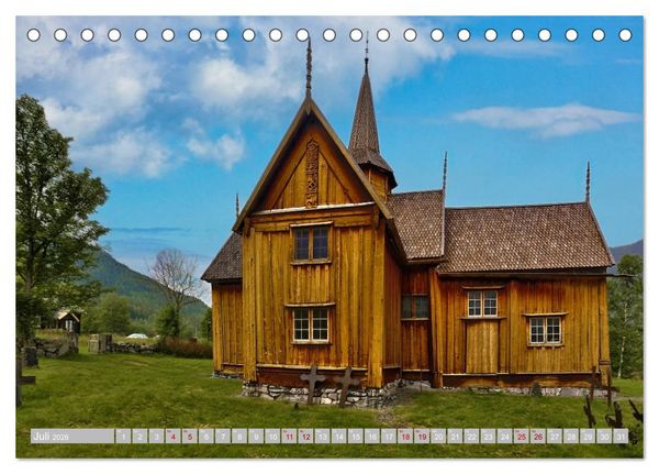 Produktbild: Norwegens Stabkirchen (Tischkalender 2026 DIN A5 quer), CALVENDO Monatskalender