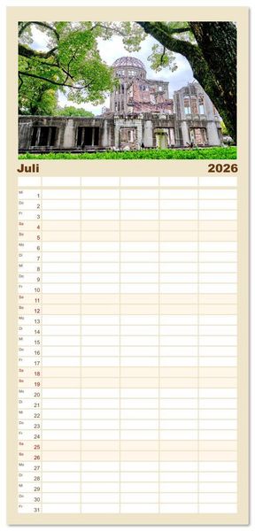 Produktbild: Familienplaner 2026 - Japan - Traditon und Moderne mit 5 Spalten (Wandkalender, 21 x 45 cm) CALVENDO