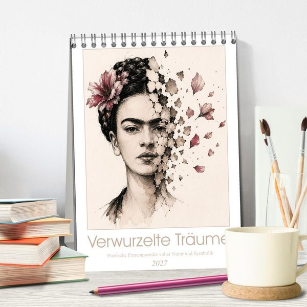 Produktbild: Verwurzelte Tr&auml;ume - Poetische Frauenportr&auml;ts voller Natur und Symbolik (Tischkalender 2027 DIN A5 hoch), CALVENDO Monatskalender