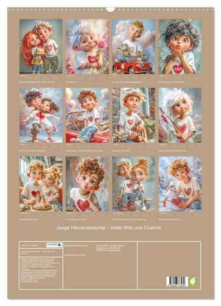 Produktbild: Junge Herzensbrecher - Voller Witz und Charme (Wandkalender 2027 DIN A2 hoch), CALVENDO Monatskalender