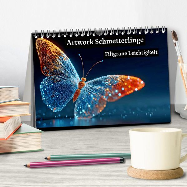 Produktbild: Artwork Schmetterlinge - Filigrane Leichtigkeit (Tischkalender 2026 DIN A5 quer), CALVENDO Monatskalender