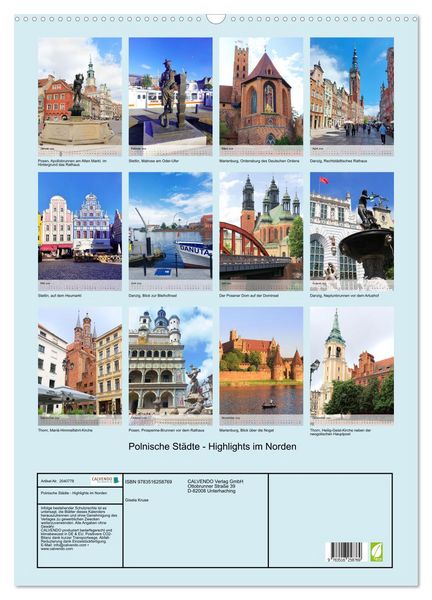 Produktbild: Polnische St&auml;dte - Highlights im Norden (Wandkalender 2026 DIN A2 hoch), CALVENDO Monatskalender