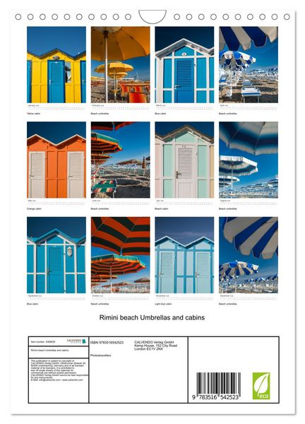 Produktbild: Rimini beach Umbrellas and cabins (Wall Calendar 2026 DIN A4 portrait), CALVENDO 12 Month Wall Calendar