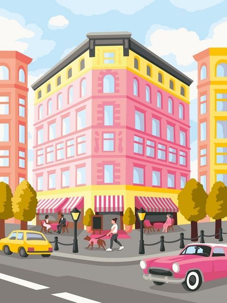 CreArt, Malen nach Zahlen Erwachsene - New York in Pink