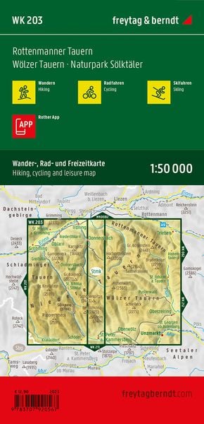 Produktbild: Rottenmanner Tauern, Wander-, Rad- und Freizeitkarte 1:50.000, freytag & berndt, WK 203