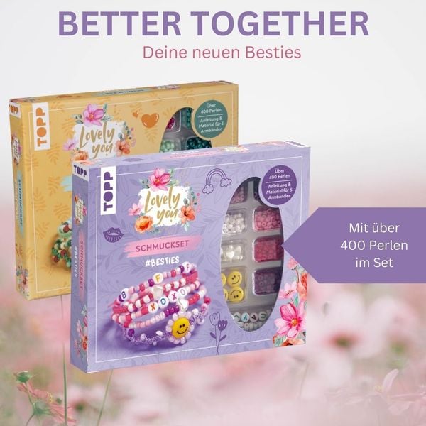 Produktbild: Lovely You Schmuckset #Besties. Anleitung und Material f&uuml;r 5 Armb&auml;nder. &Uuml;ber 400 Perlen