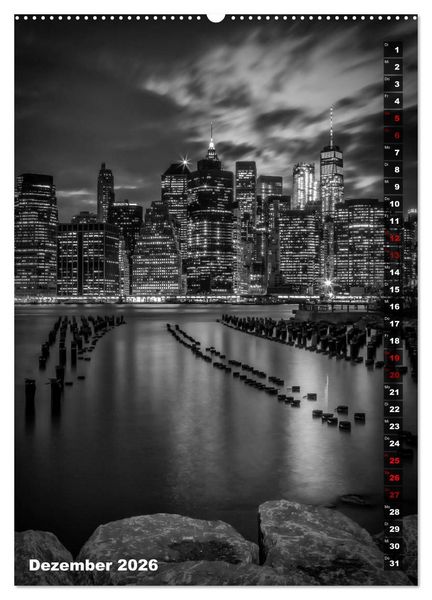 Produktbild: NEW YORK CITY Monochrome Stadtansichten (hochwertiger Premium Wandkalender 2026 DIN A2 hoch), Kunstdruck in Hochglanz