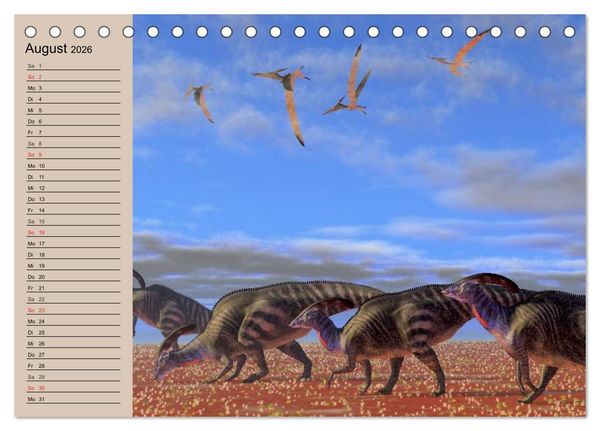 Produktbild: Dinosaurier. Urzeitliche Giganten (Tischkalender 2026 DIN A5 quer), CALVENDO Monatskalender