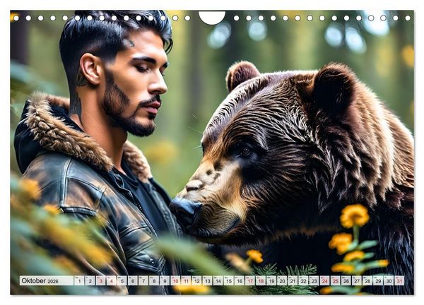 Produktbild: Naturburschen im Wald - Muskeln, Tattoos und Waldbewohner (Wandkalender 2026 DIN A4 quer), CALVENDO Monatskalender