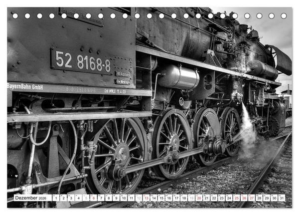 Produktbild: Unter Dampf - Eisenbahnromantik in schwarz-wei&szlig; (Tischkalender 2026 DIN A5 quer), CALVENDO Monatskalender