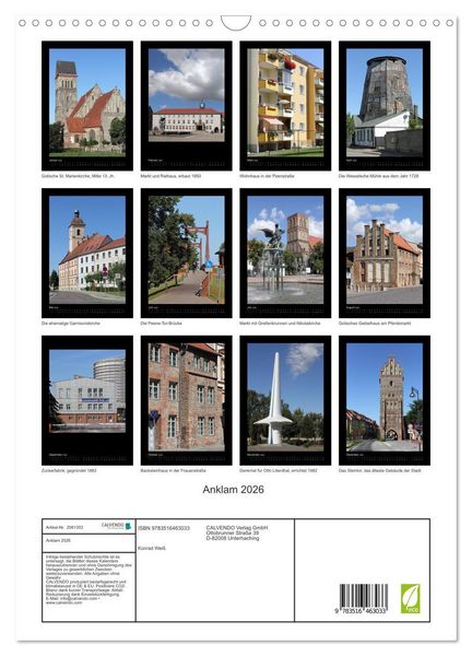 Produktbild: Anklam 2026 (Wandkalender 2026 DIN A3 hoch), CALVENDO Monatskalender