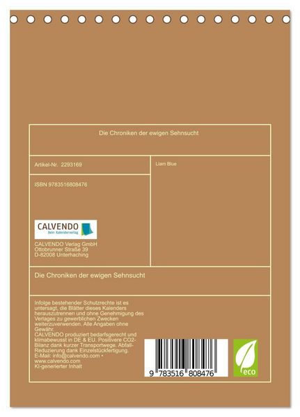 Produktbild: Die Chroniken der ewigen Sehnsucht (Tischkalender 2027 DIN A5 hoch), CALVENDO Monatskalender