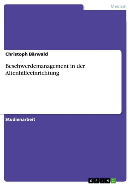 Produktbild: Beschwerdemanagement in der Altenhilfeeinrichtung