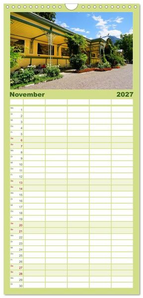 Produktbild: Familienplaner 2027 - Spaziergang in Meran mit 5 Spalten (Wandkalender, 21 x 45 cm) CALVENDO