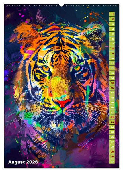 Produktbild: Farbenpracht - Bunte Tierportr&auml;ts (hochwertiger Premium Wandkalender 2026 DIN A2 hoch), Kunstdruck in Hochglanz