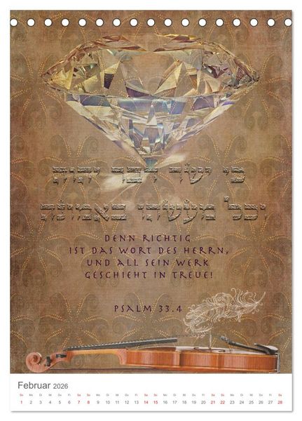 Produktbild: Psalmen Tehilim Hebr&auml;isch - Deutsch (Tischkalender 2026 DIN A5 hoch), CALVENDO Monatskalender