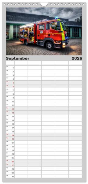 Produktbild: Familienplaner 2026 - Feuerwehr und Rettungsdienst mit 5 Spalten (Wandkalender, 21 x 45 cm) CALVENDO