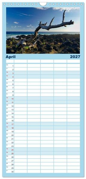 Produktbild: Familienplaner 2027 - La Reunion - Traumhafte K&uuml;sten und Hochgebirge mit 5 Spalten (Wandkalender, 21 x 45 cm) CALVENDO