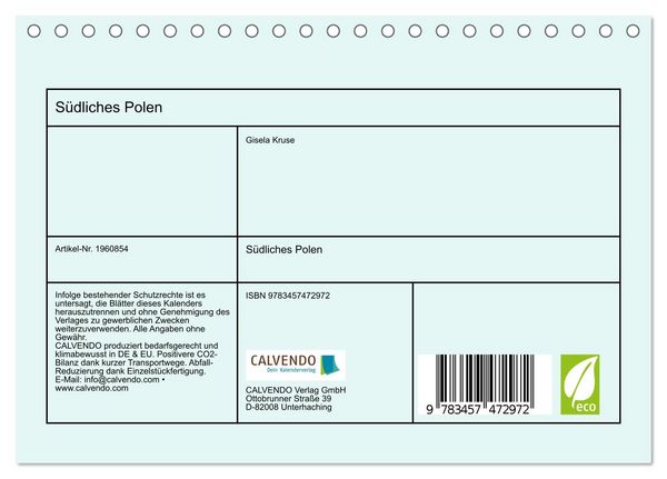 Produktbild: S&uuml;dliches Polen (Tischkalender 2026 DIN A5 quer), CALVENDO Monatskalender