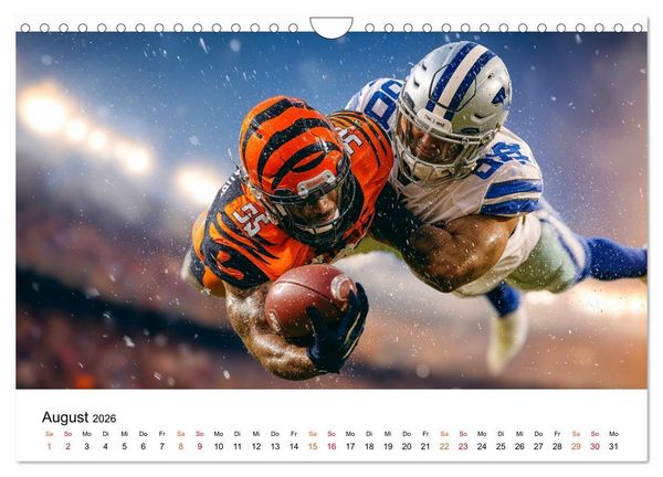 Produktbild: American Football - Touchdown durchs Jahr (Wandkalender 2026 DIN A4 quer), CALVENDO Monatskalender