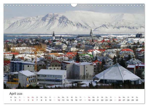 Produktbild: Reykjav&igrave;k 64&deg; 08' N (Wandkalender 2026 DIN A3 quer), CALVENDO Monatskalender