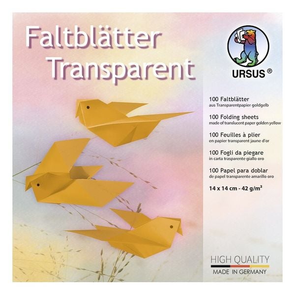 Produktbild: URSUS Faltbl&auml;tter Faltbl&auml;tter Transparentpapier, 14 x 14 cm, goldgelb, 100 Blatt