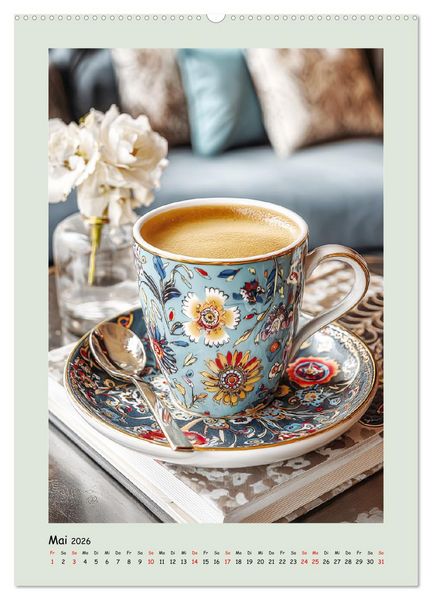 Produktbild: Kaffeepoesie. Der Charme edler Tassen (Wandkalender 2026 DIN A2 hoch), CALVENDO Monatskalender