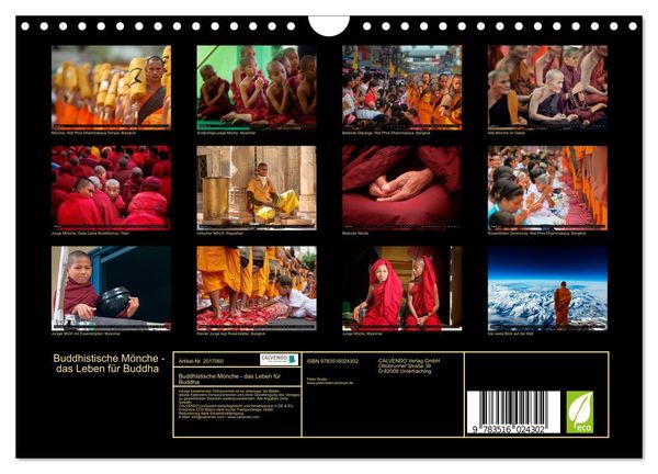 Produktbild: Buddhistische M&ouml;nche - das Leben f&uuml;r Buddha (Wandkalender 2026 DIN A4 quer), CALVENDO Monatskalender