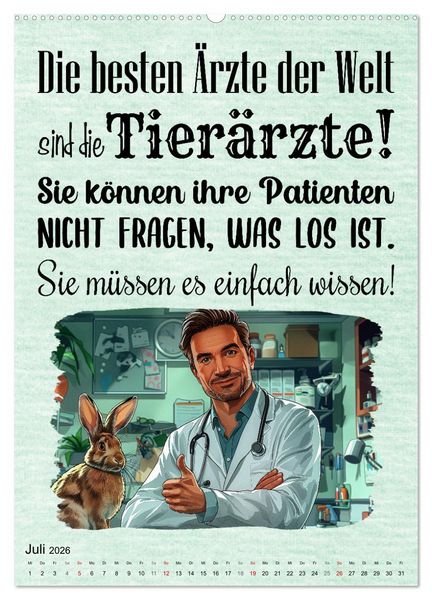 Produktbild: Tierarztspr&uuml;che (hochwertiger Premium Wandkalender 2026 DIN A2 hoch), Kunstdruck in Hochglanz