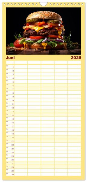 Produktbild: Familienplaner 2026 - Fastfood &Auml;sthetik mit 5 Spalten (Wandkalender, 21 x 45 cm) CALVENDO